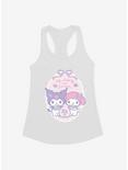 My Melody & Kuromi Pastel Flowers Stay Kind Womens Tank Top, WHITE, hi-res