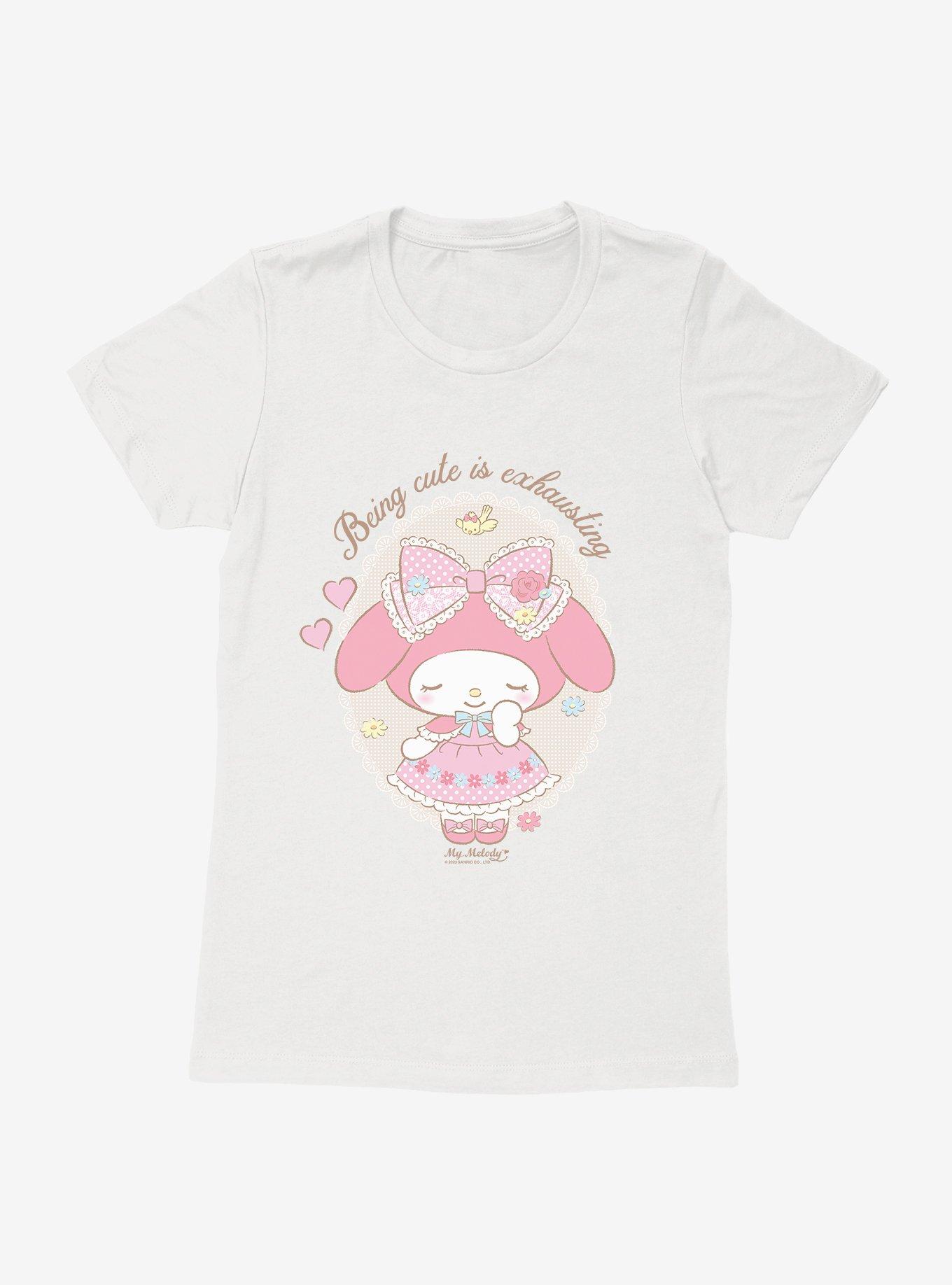 My Melody Being Cute Is Exhausting Womens T-Shirt, WHITE, hi-res