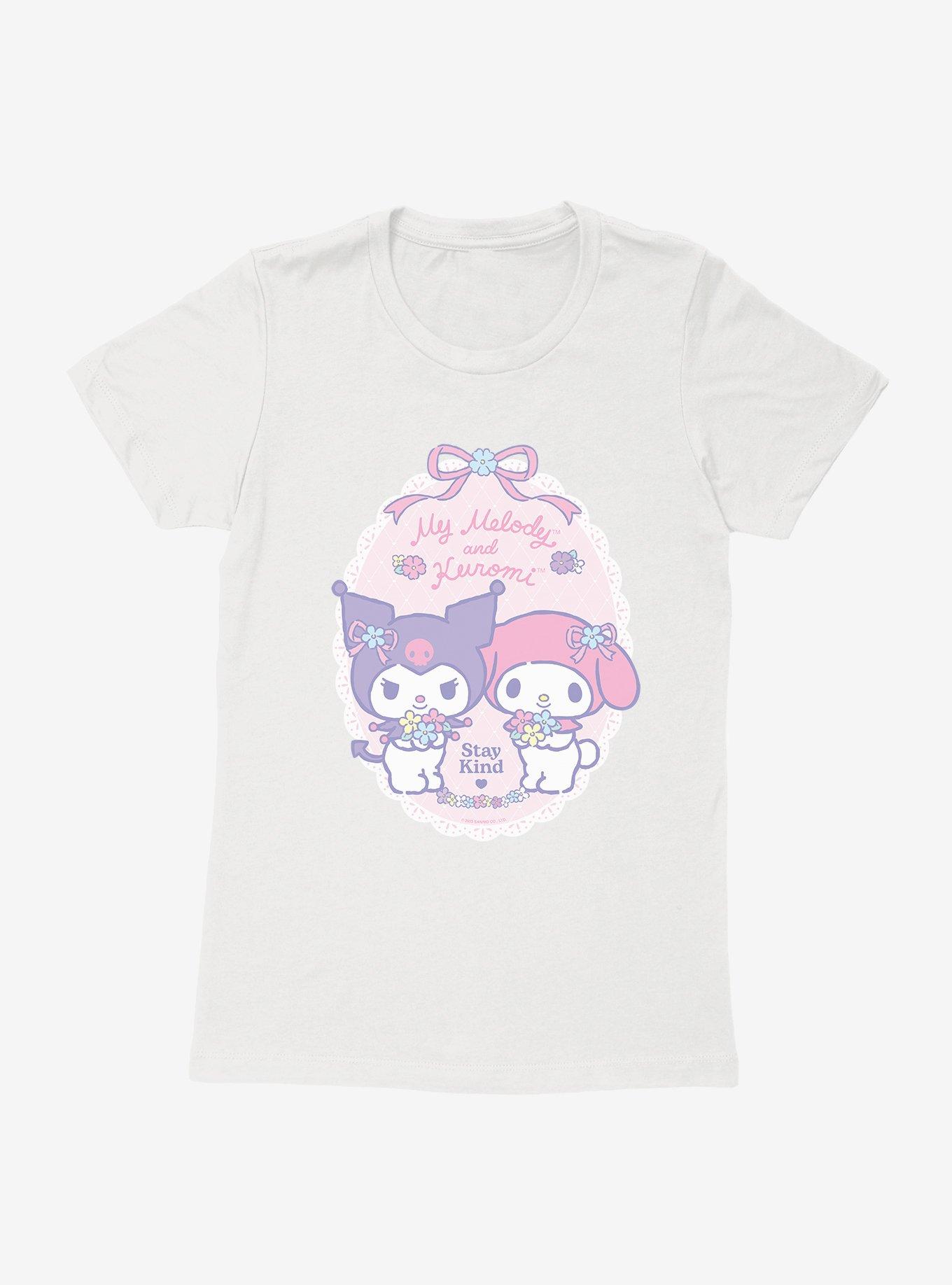 My Melody & Kuromi Pastel Flowers Stay Kind Womens T-Shirt - WHITE |  BoxLunch