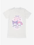 My Melody & Kuromi Pastel Flowers Stay Kind Womens T-Shirt, WHITE, hi-res