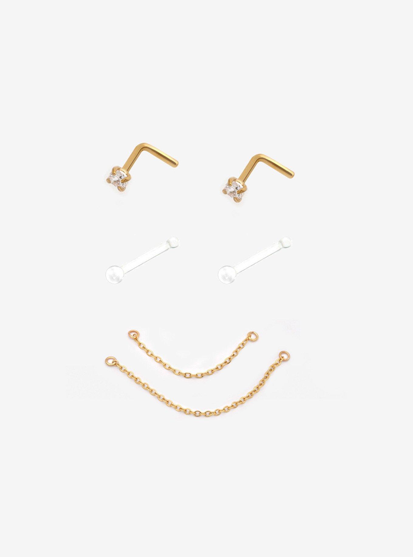 Steel Nose Stud & Chain 6 Pack, MULTI, hi-res
