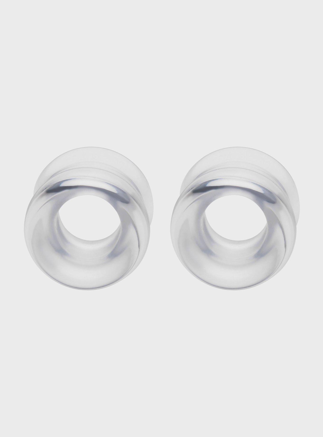 Glass Clear Eyelet Plug 2 Pack, MULTI, hi-res