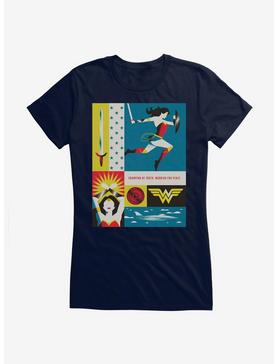 DC Comics Wonder Woman WB 100 Champion Of Truth, Warrior For Peace Poster Girls T-Shirt, , hi-res