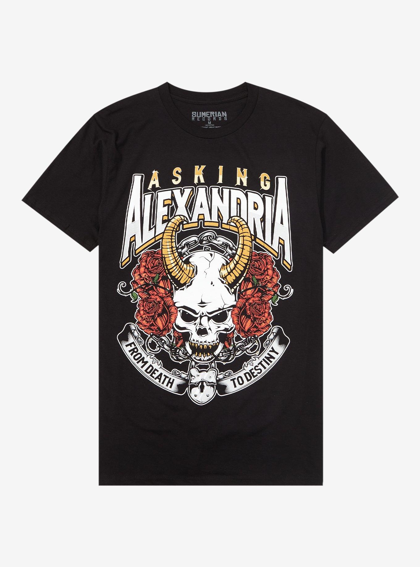 Asking Alexandria From Death To Destiny Skull T-Shirt, BLACK, hi-res