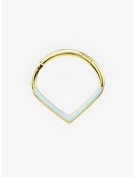 16G Steel Gold Opal Pointed Hinged Clicker, , hi-res