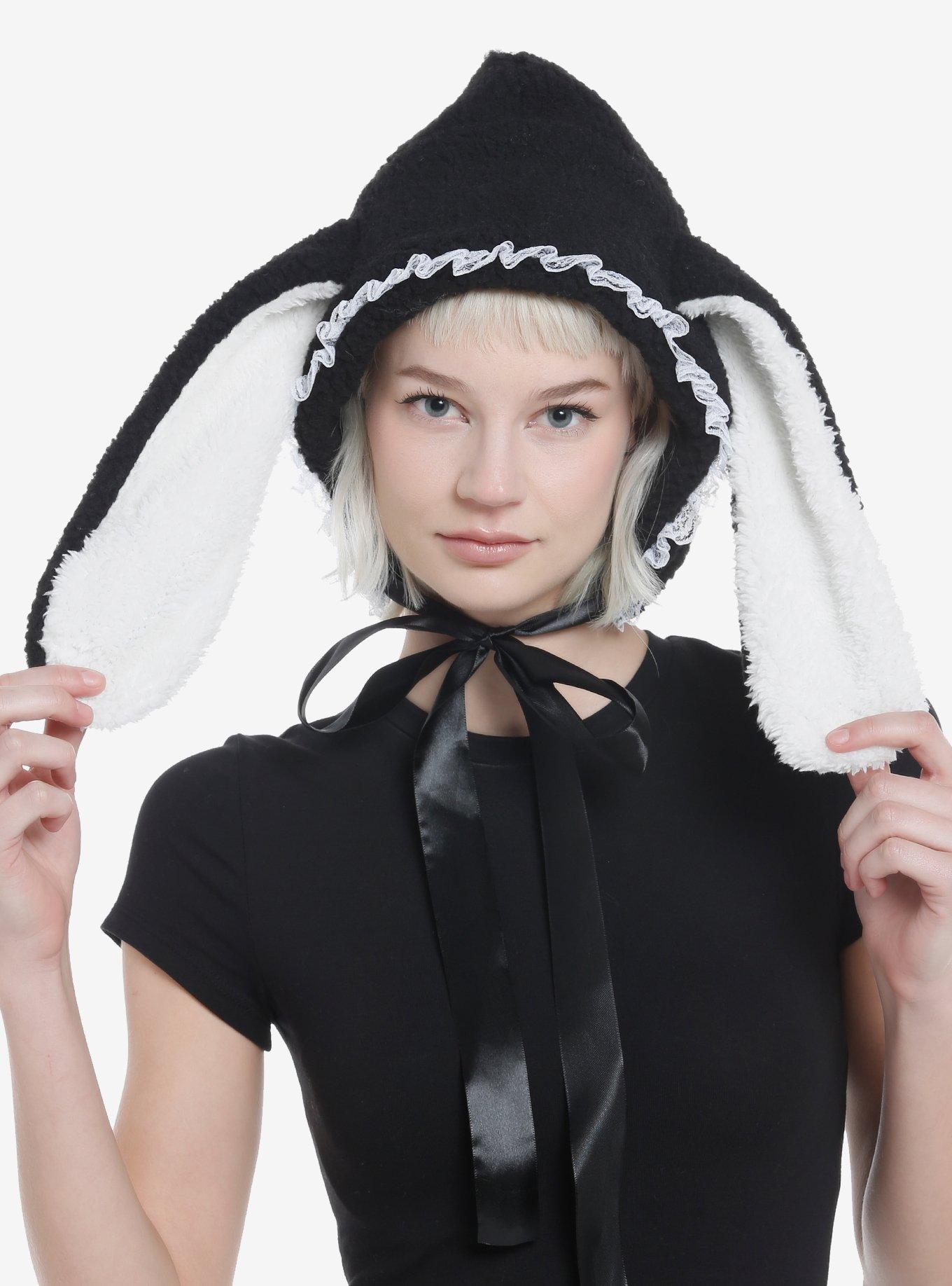 Black Bunny Ear Bonnet, , hi-res