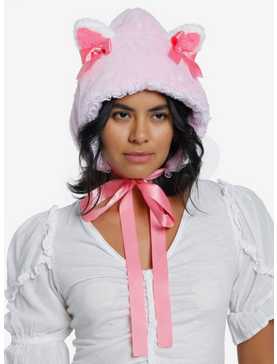 Pink Cat Ear Fuzzy Bonnet, , hi-res