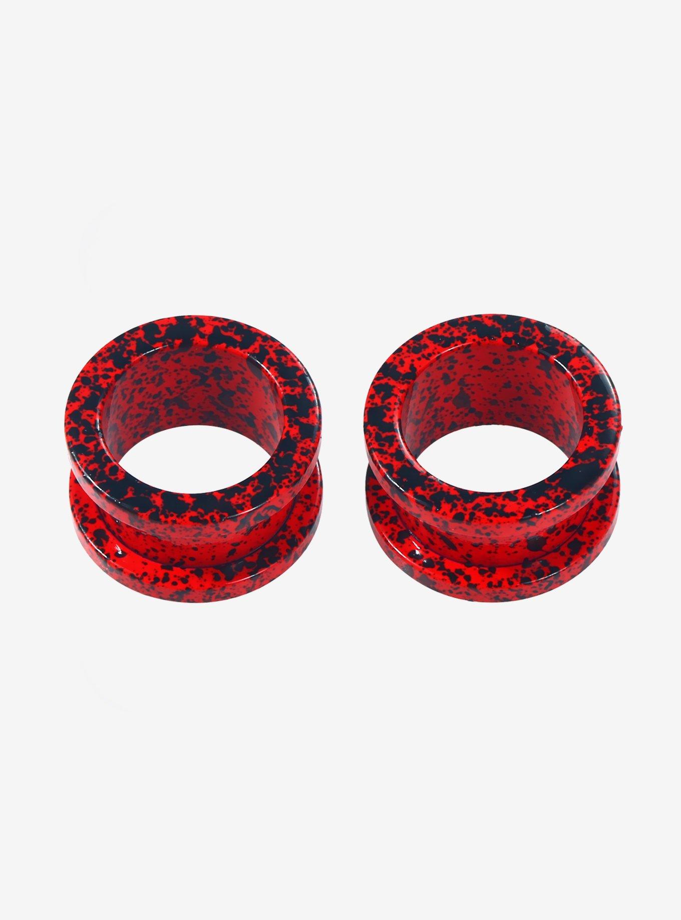 Steel Red & Black Splatter Tunnel Plug 2 Pack, MULTI, hi-res