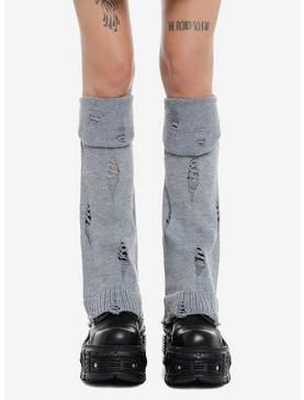 Grey Distressed Flare Leg Warmers, , hi-res