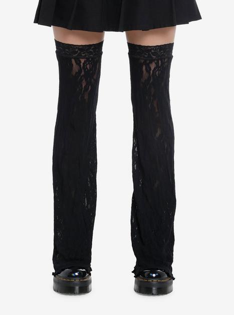 Black Floral Lace Flare Leg Warmers | Hot Topic