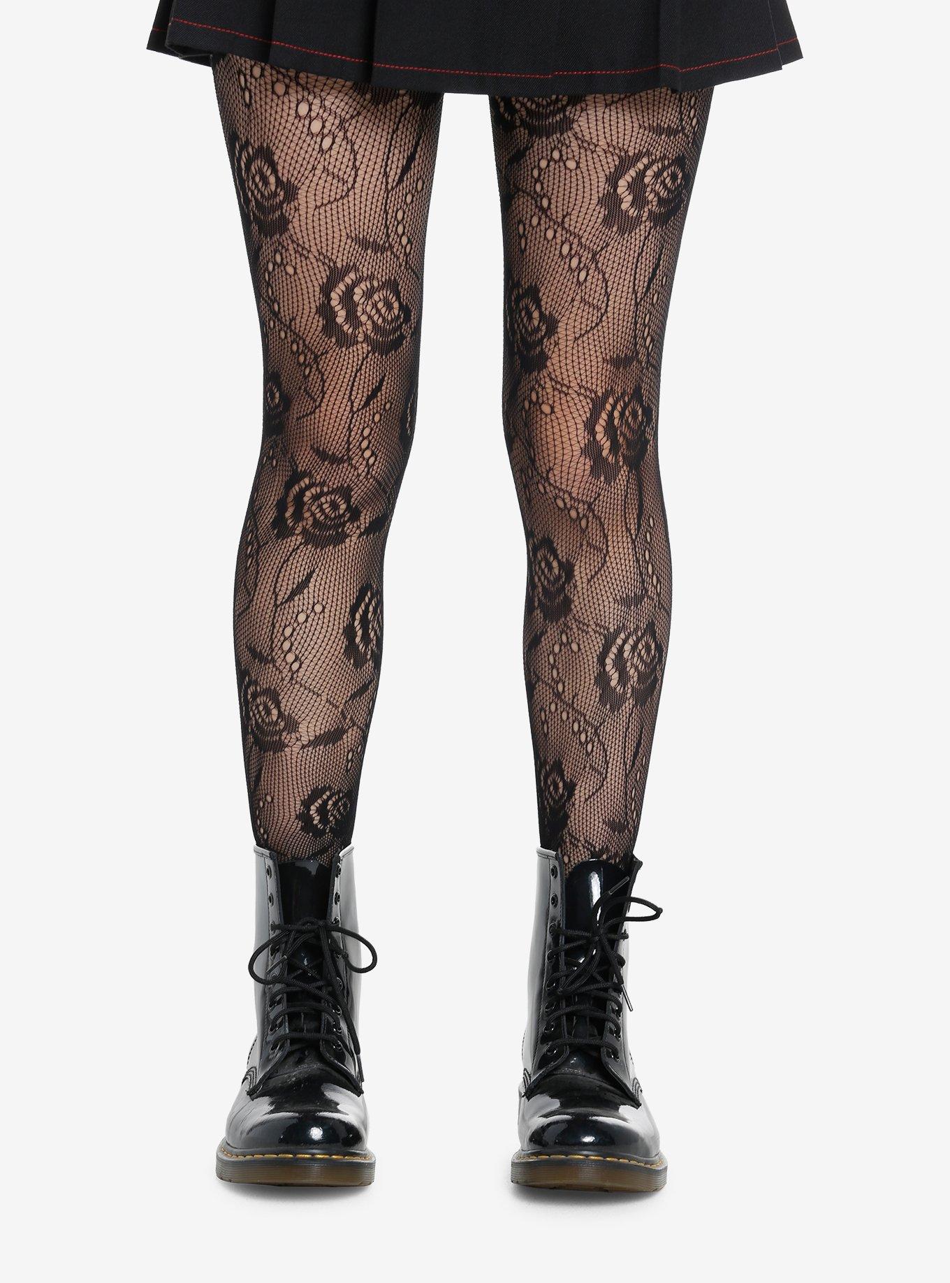 Rose Lace Fishnet Tights