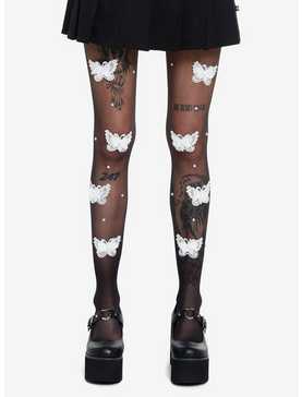Black & White Butterfly Applique Tights, , hi-res