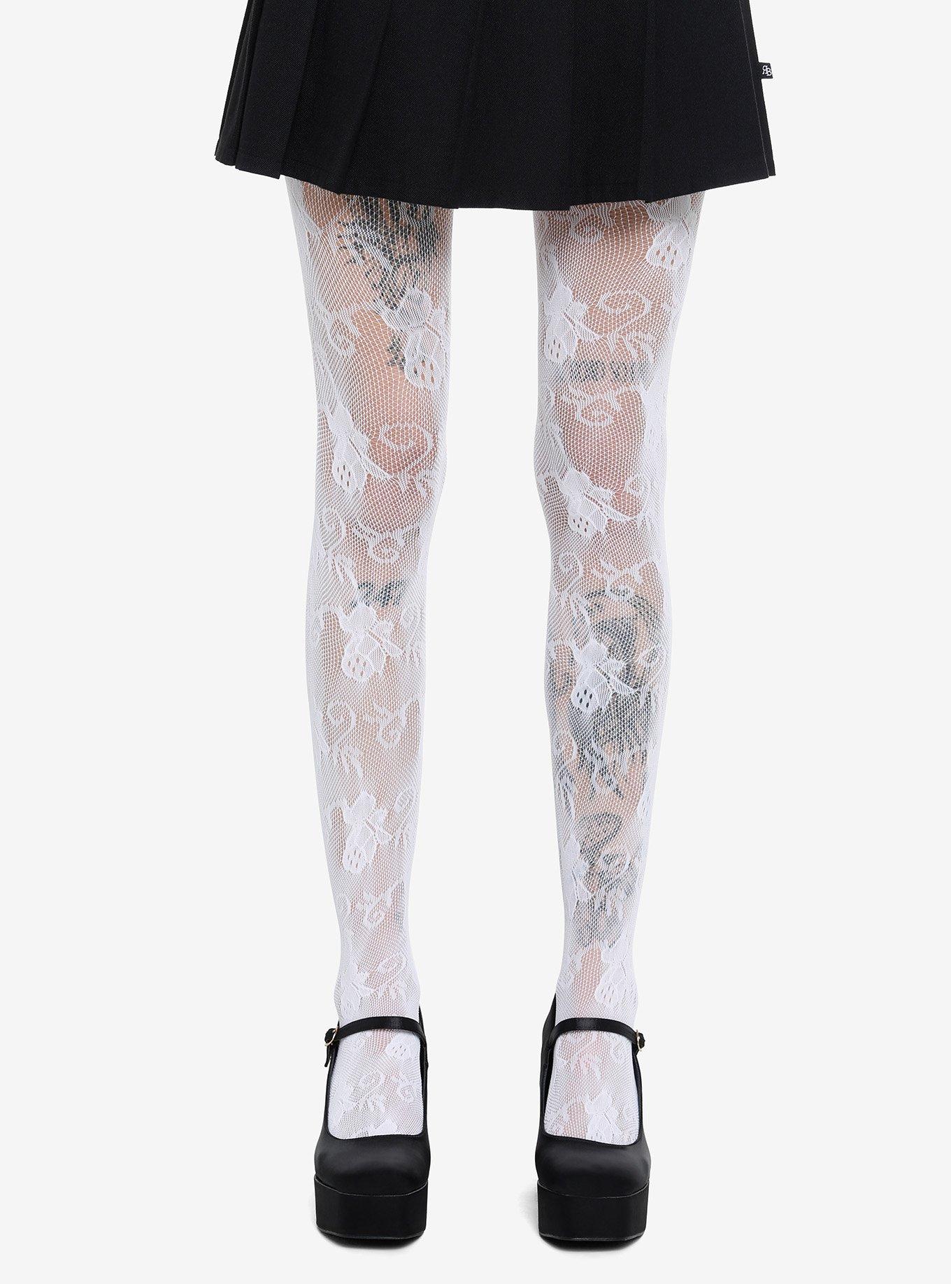 Ivory Floral Tights Hot Topic