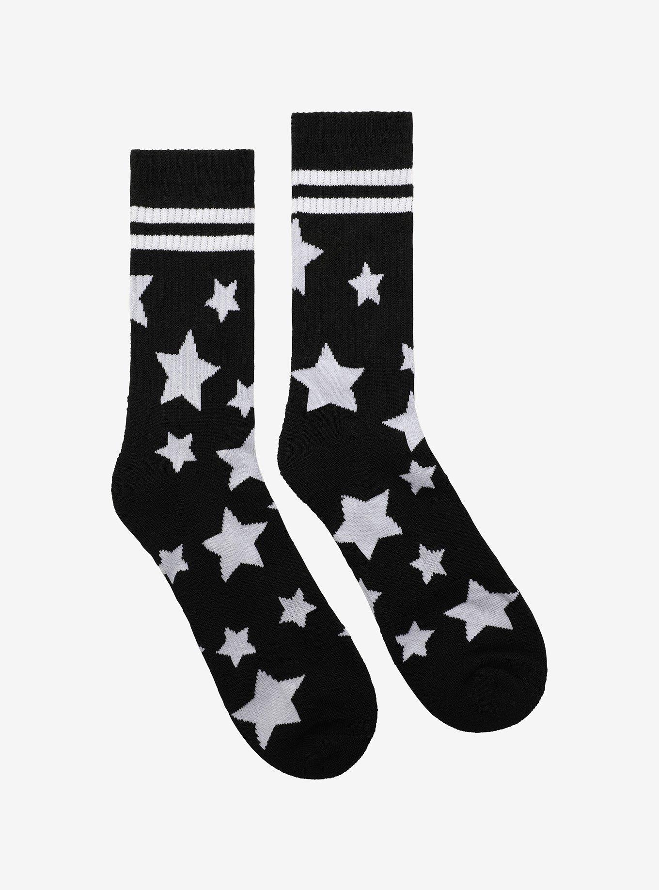 Black & White Star Varsity Crew Socks, , hi-res