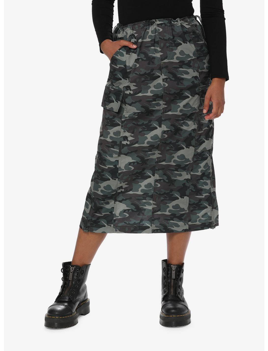 Social Collision Camouflage Midi Skirt, CAMO, hi-res
