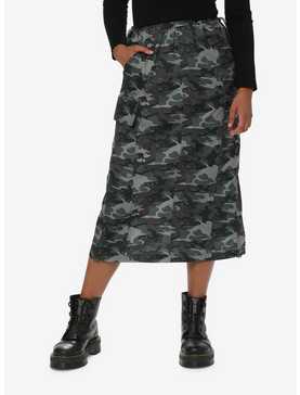 Social Collision Camouflage Midi Skirt, , hi-res