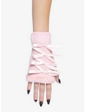 Pink Cat Paws Bow Fingerless Gloves, , hi-res