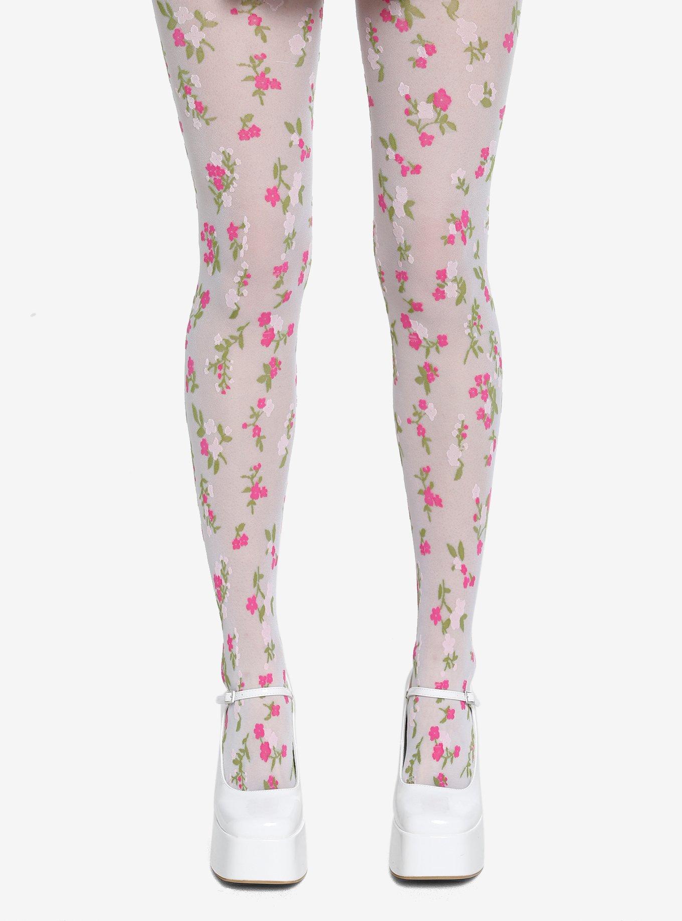 Fiore Blooming Day Microfibre Tights with Floral Pattern (Hoseiree