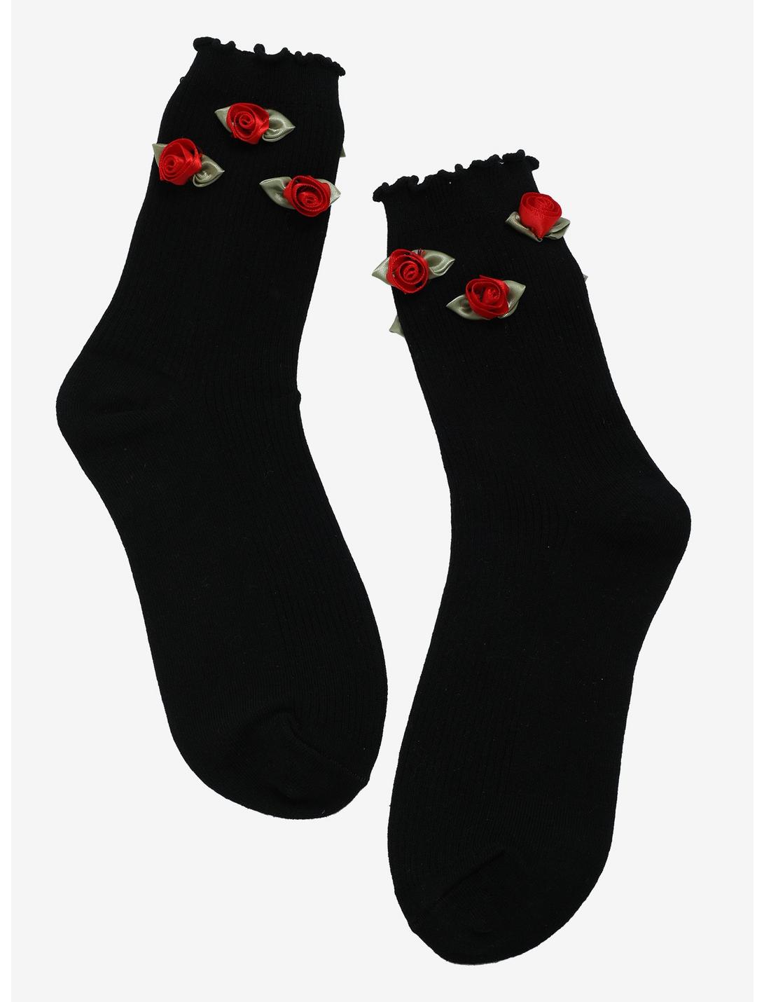 Red Rosette Ankle Socks, , hi-res