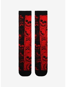 Red & Black Skull Split Crew Socks, , hi-res