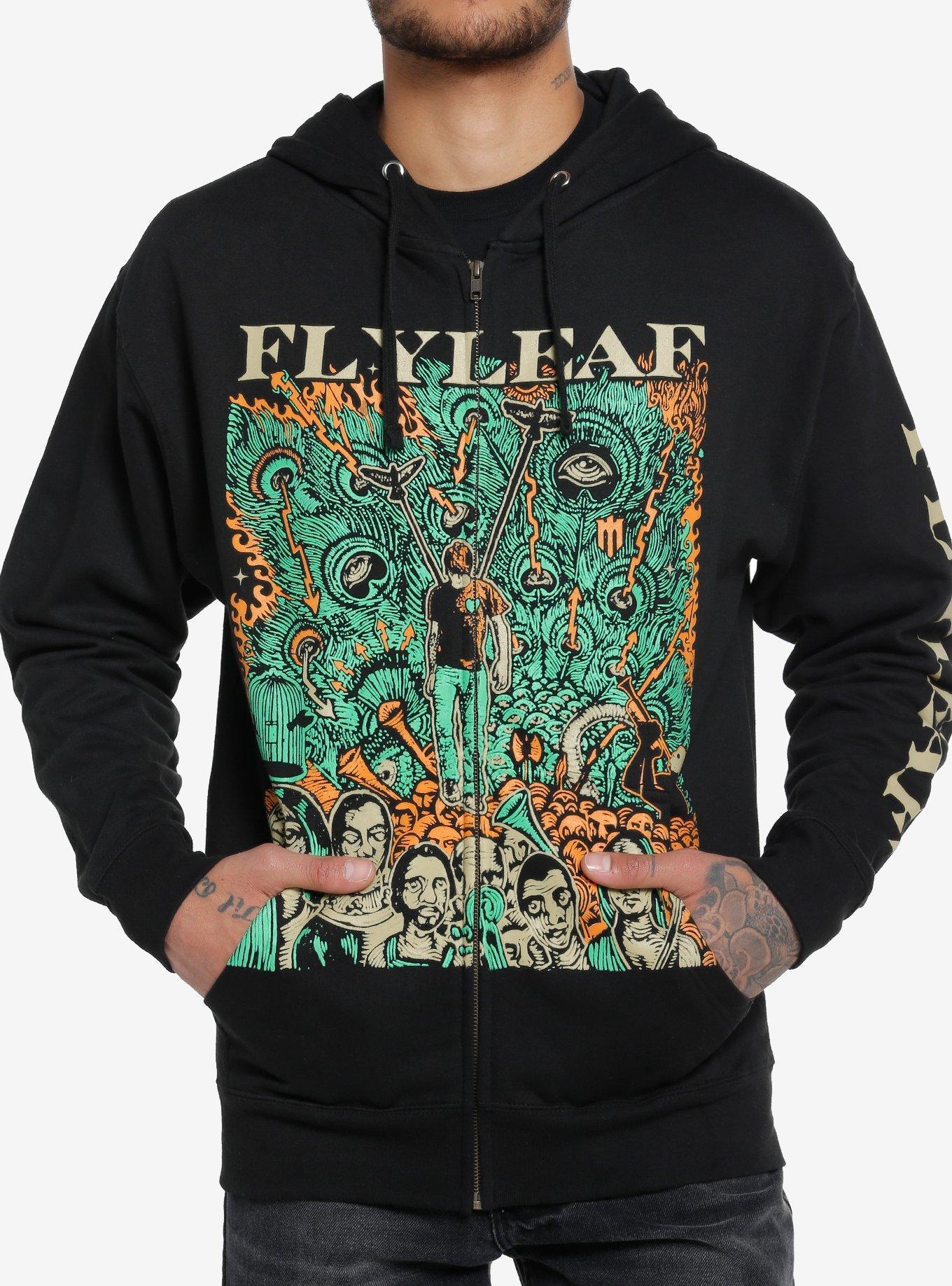 Flyleaf Peacock Feather Etching Hoodie, BLACK, hi-res
