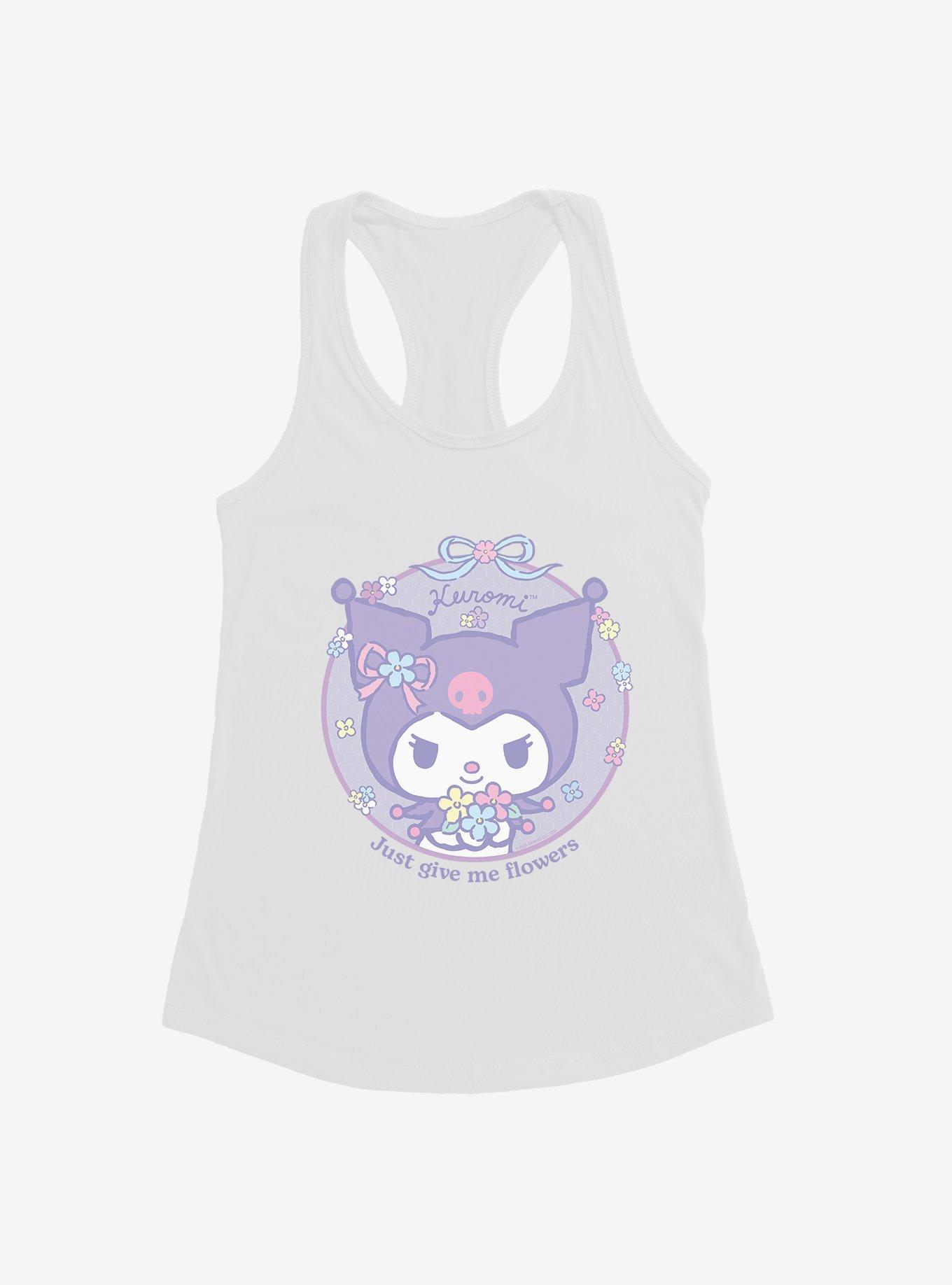 Kuromi Just Give Me Flowers Girls Tank, WHITE, hi-res