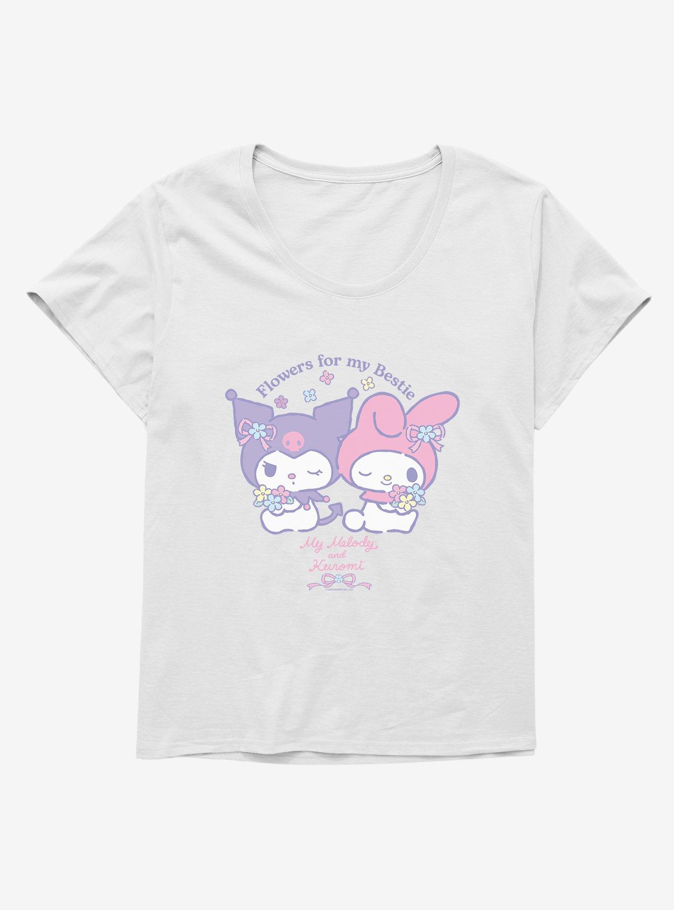 My Melody & Kuromi Flowers For Bestie Girls T-Shirt Plus