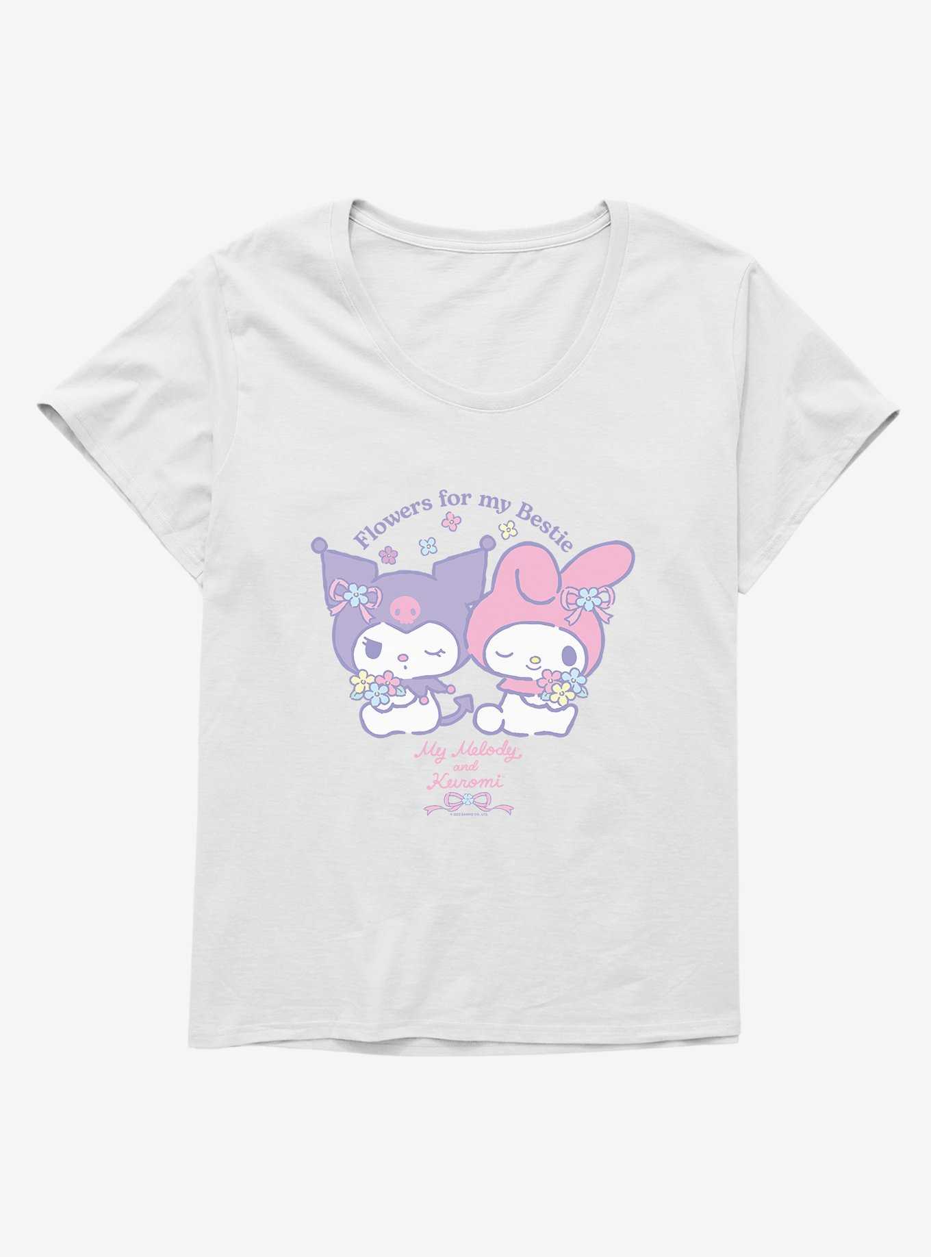 My Melody & Kuromi Flowers For My Bestie Girls T-Shirt Plus Size, , hi-res