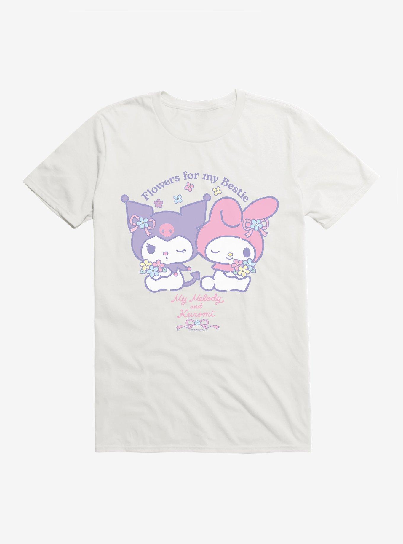 My Melody & Kuromi Flowers For My Bestie T-Shirt, WHITE, hi-res