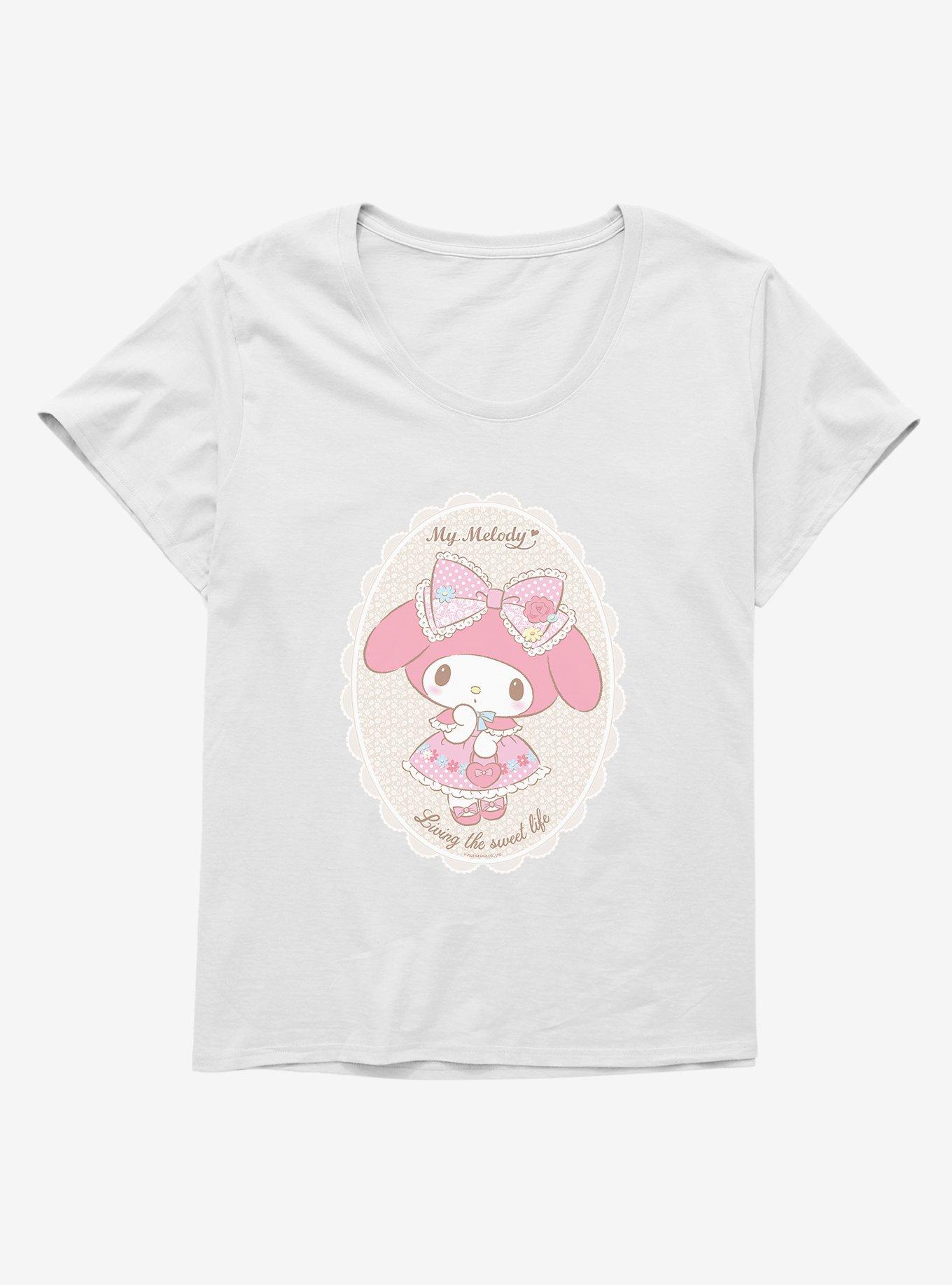 My Melody Living The Sweet Life Girls T-Shirt Plus Size, WHITE, hi-res