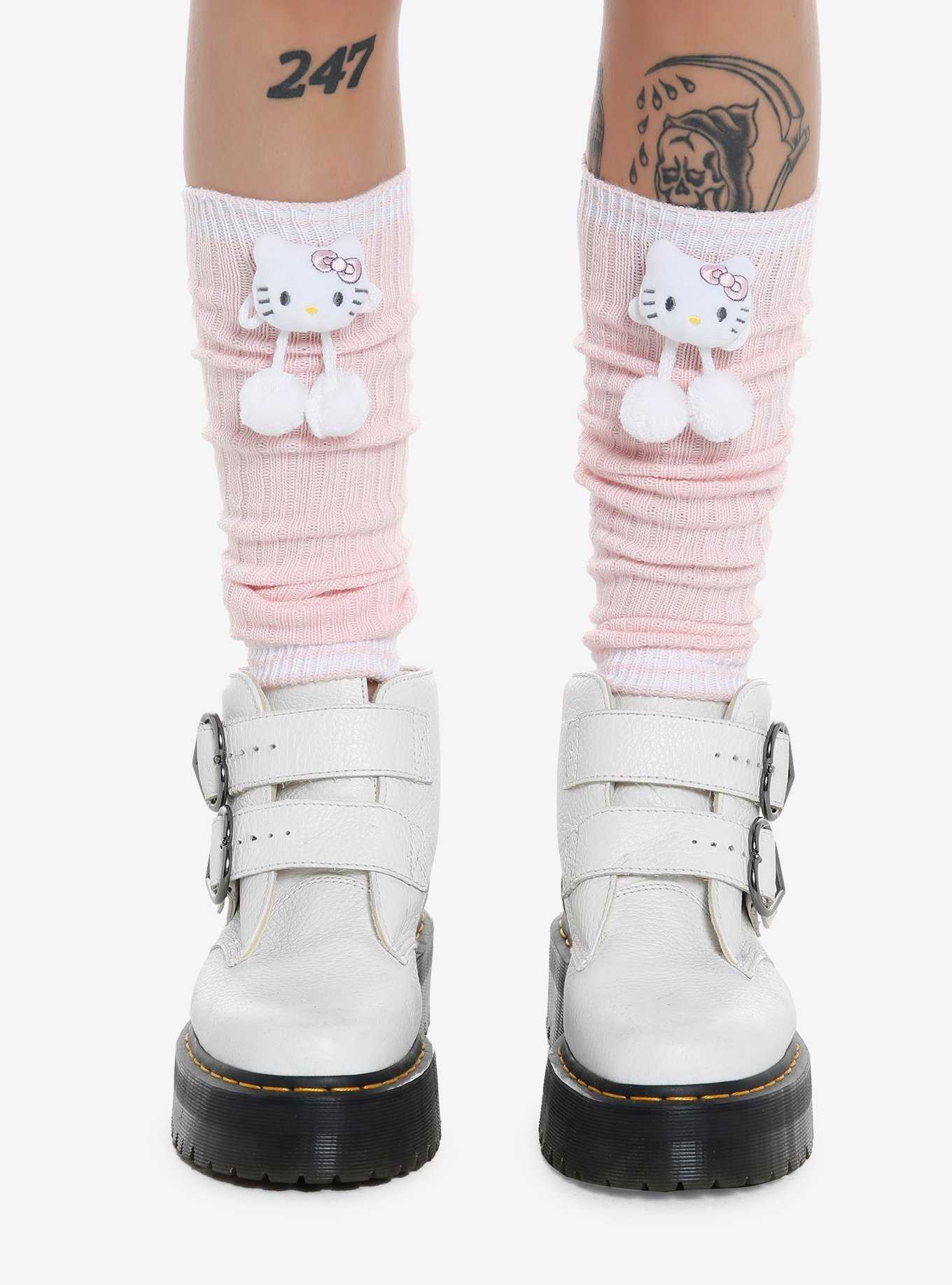 White & Pink Kitty Paw Knee-High Socks, Hot Topic