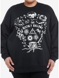 Harry Potter Deathly Hallows Puffed Ink Oversized Sweatshirt Plus Size, MULTI, hi-res