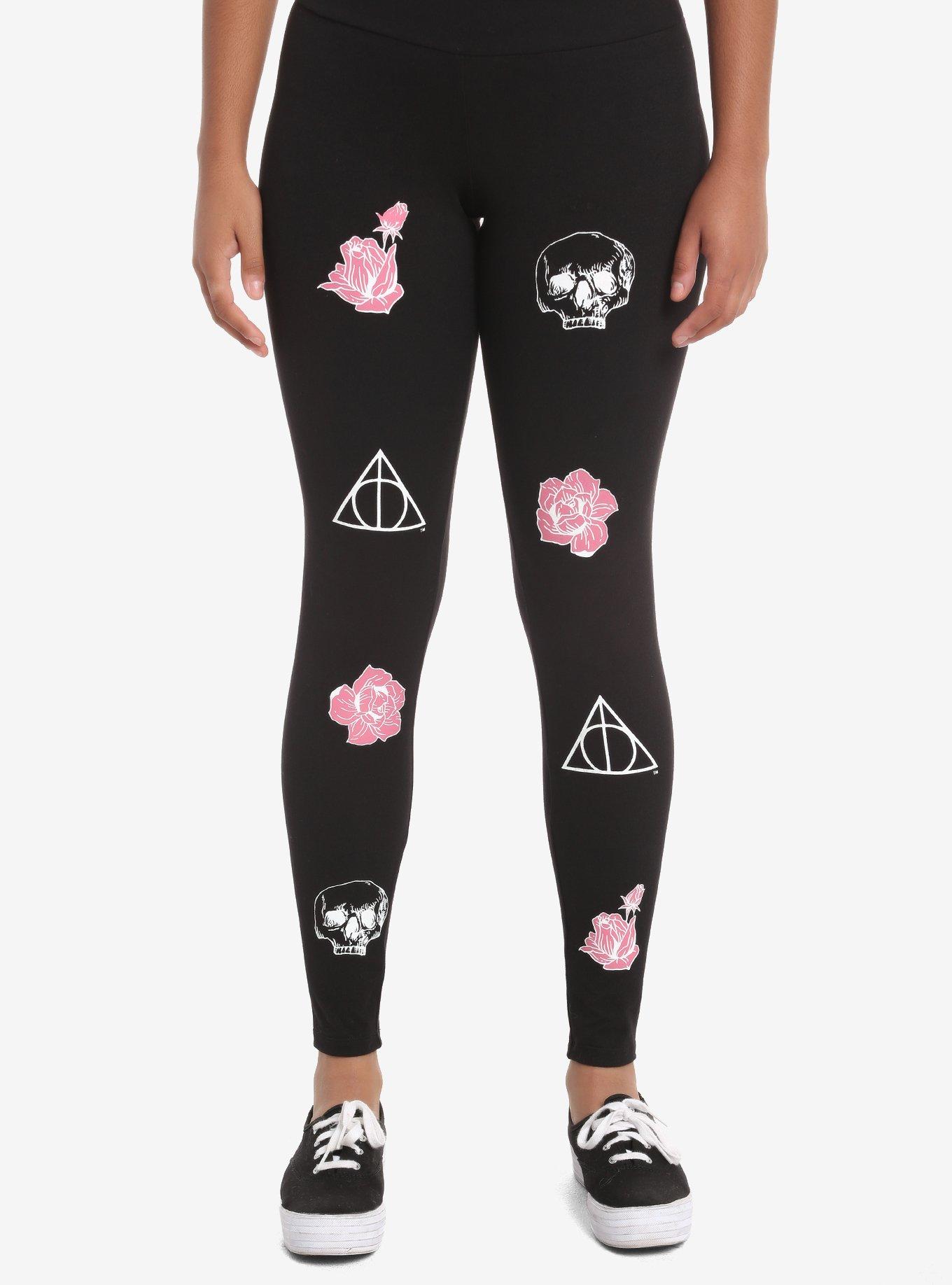 Harry Potter Deathly Hallows Floral Leggings Size XS - $27 - From Krista