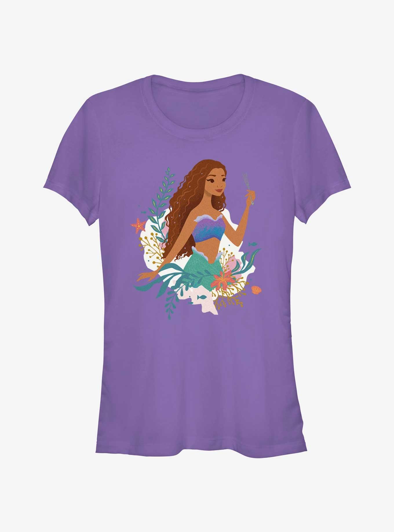 Disney The Little Mermaid Live Action Ariel With A Fork Girls T-Shirt, PURPLE, hi-res