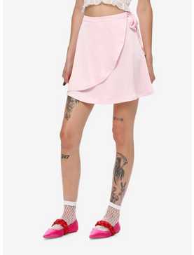 Sweet Society Pink Satin Wrap Skirt, , hi-res