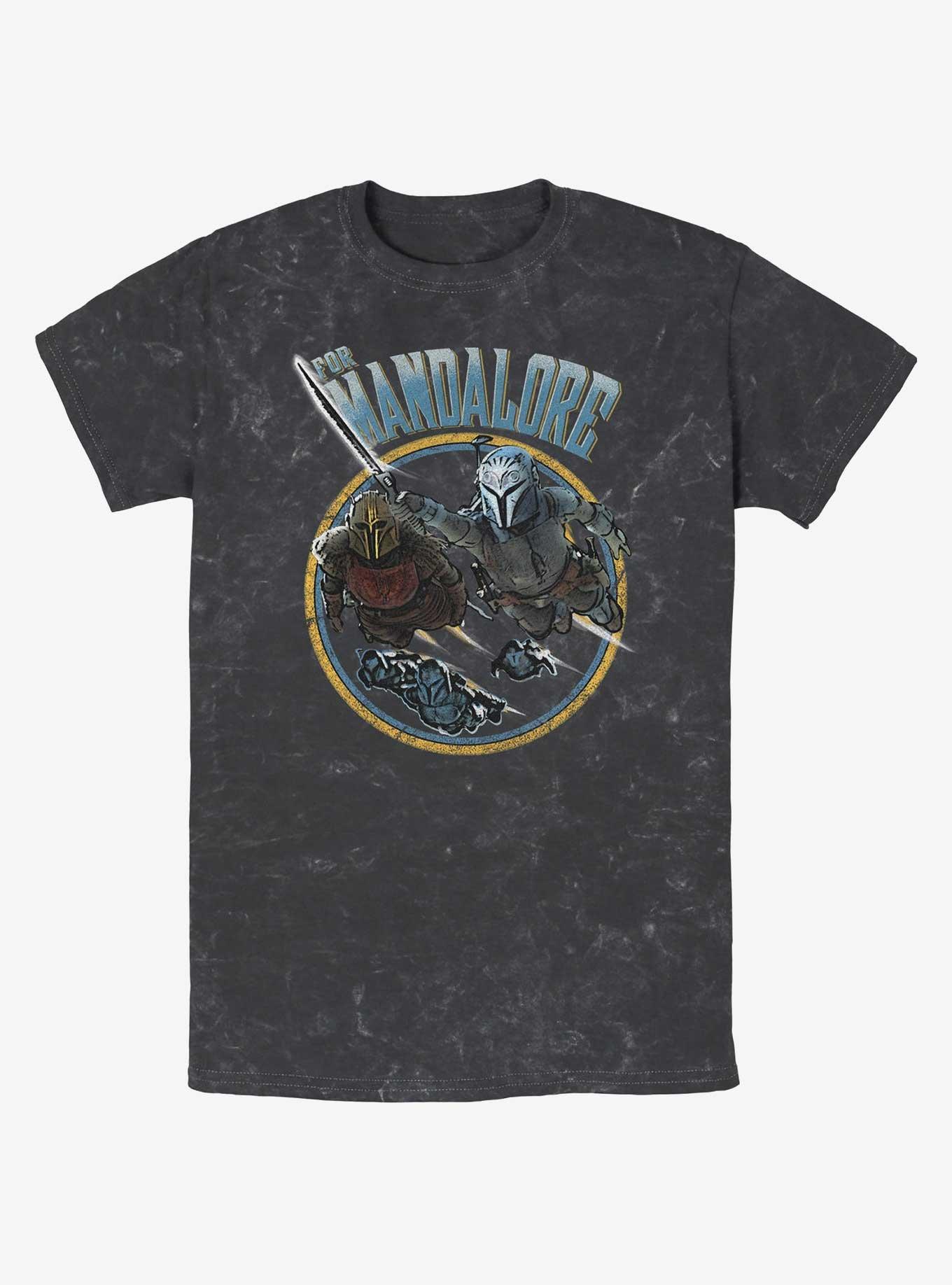Star Wars The Mandalorian For Mandalore Charge Mineral Wash T-Shirt, BLACK, hi-res
