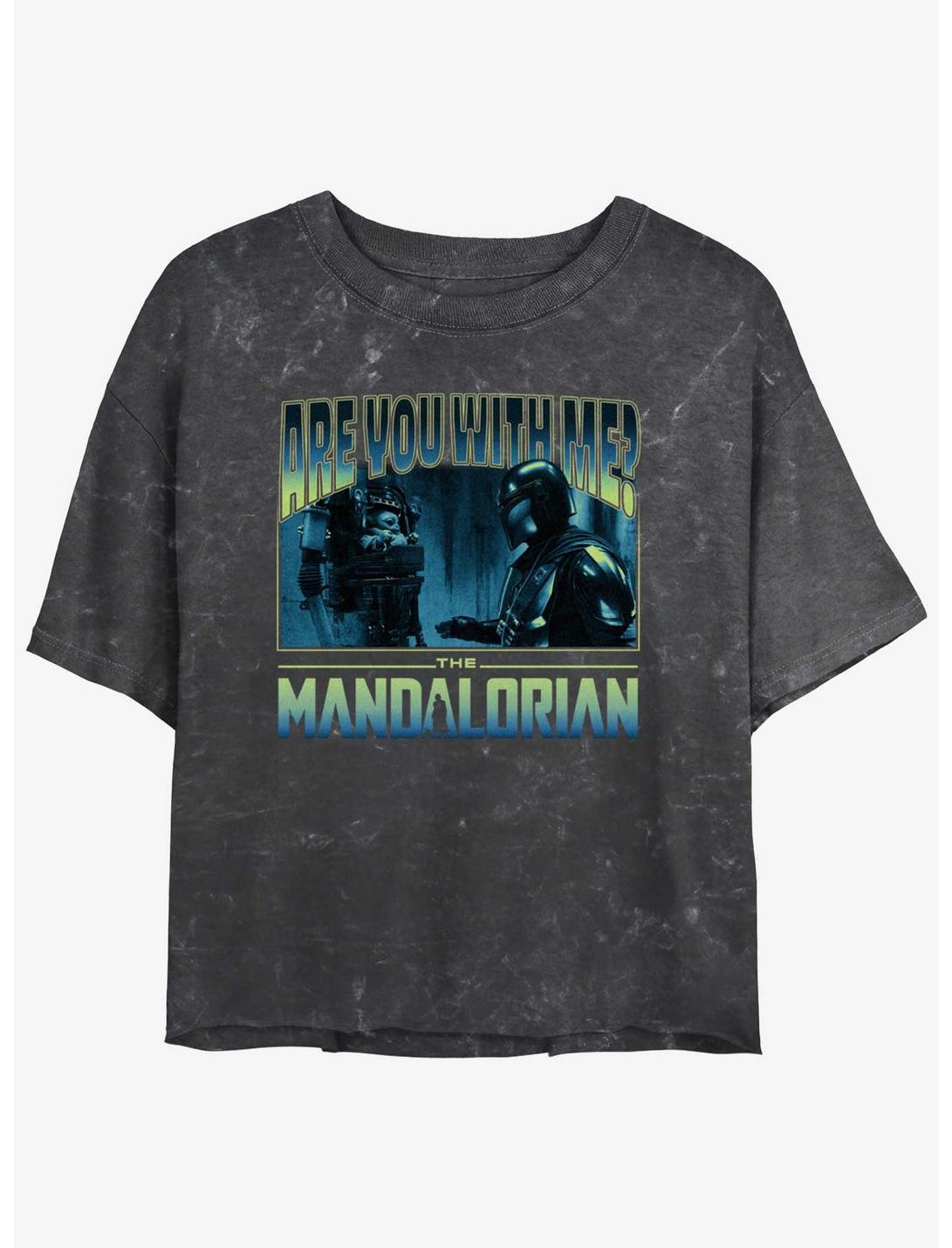 Star Wars The Mandalorian Are Your With Me Grogu Womens Mineral Wash Crop T-Shirt, BLACK, hi-res