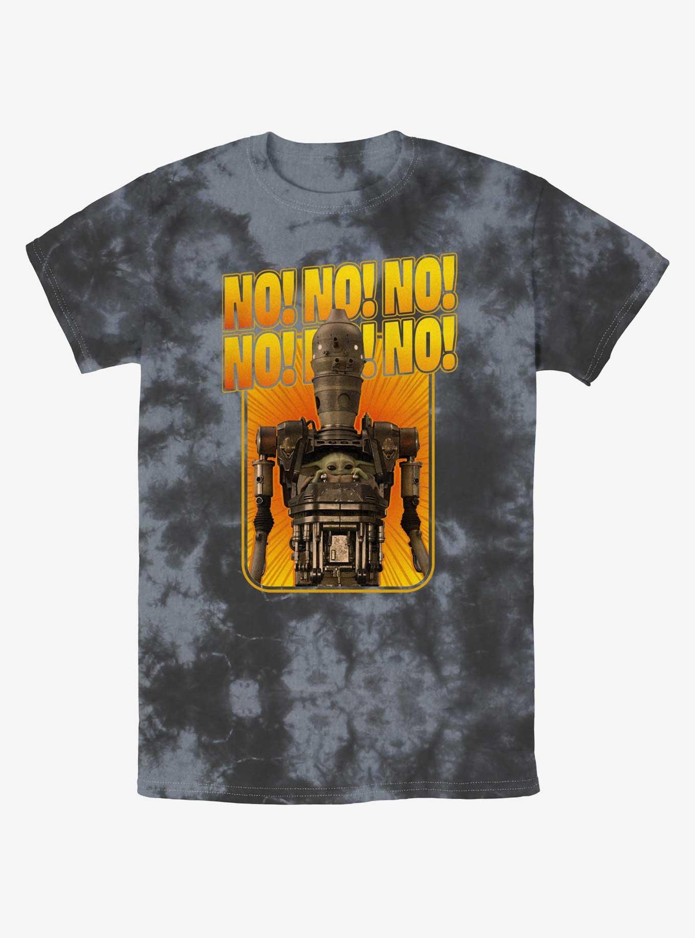 Star Wars The Mandalorian Grogu & IG-12 No Repeating Tie-Dye T-Shirt Her Universe Web Exclusive, BLKCHAR, hi-res