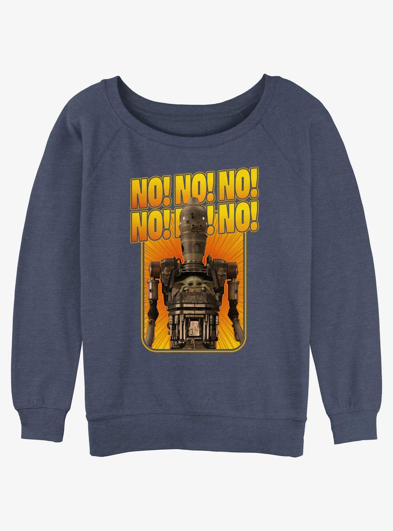 Star Wars The Mandalorian Grogu & IG-12 No Repeating Womens Slouchy Sweatshirt Her Universe Web Exclusive, BLUEHTR, hi-res