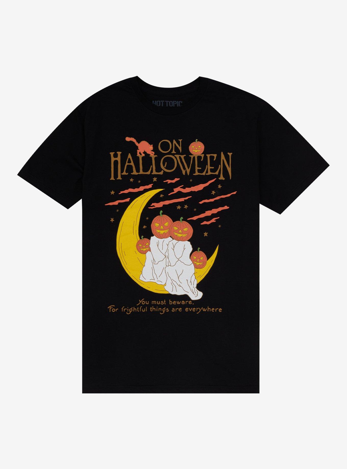 On Halloween Pumpkin Ghost T-Shirt, BLACK, hi-res