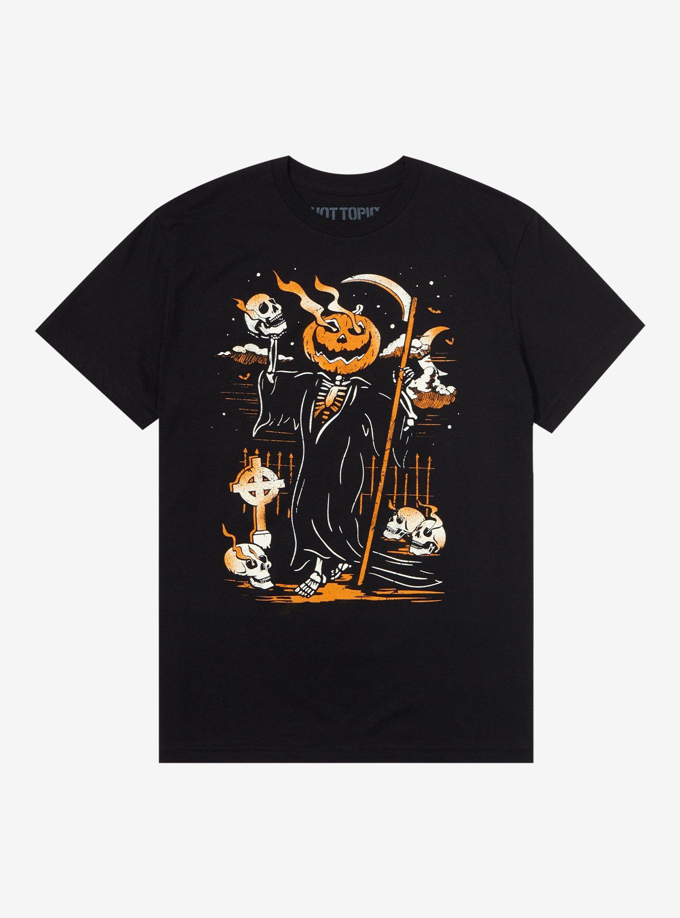 Halloween Pumpkin Reaper T-Shirt, BLACK, hi-res