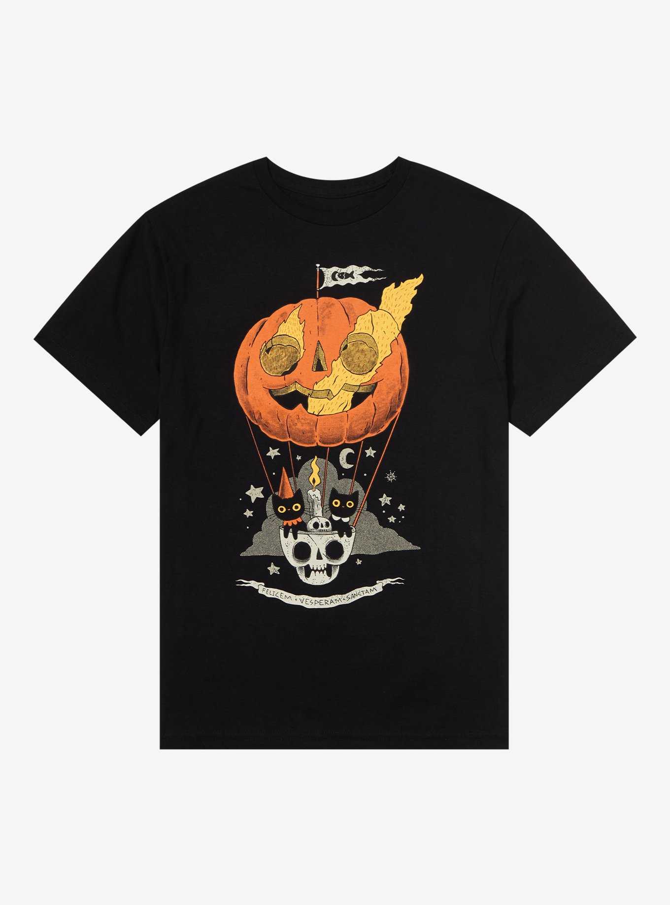 Black Cat Pumpkin Balloon T-Shirt By Ppmid, , hi-res