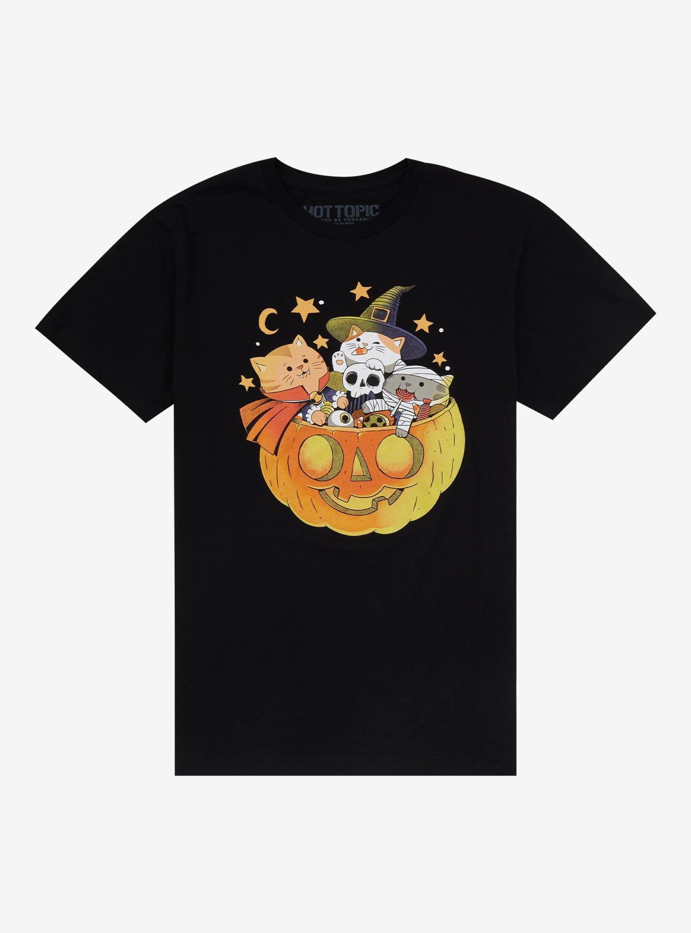Halloween Cats Pumpkin T-Shirt By Ppmid, BLACK, hi-res