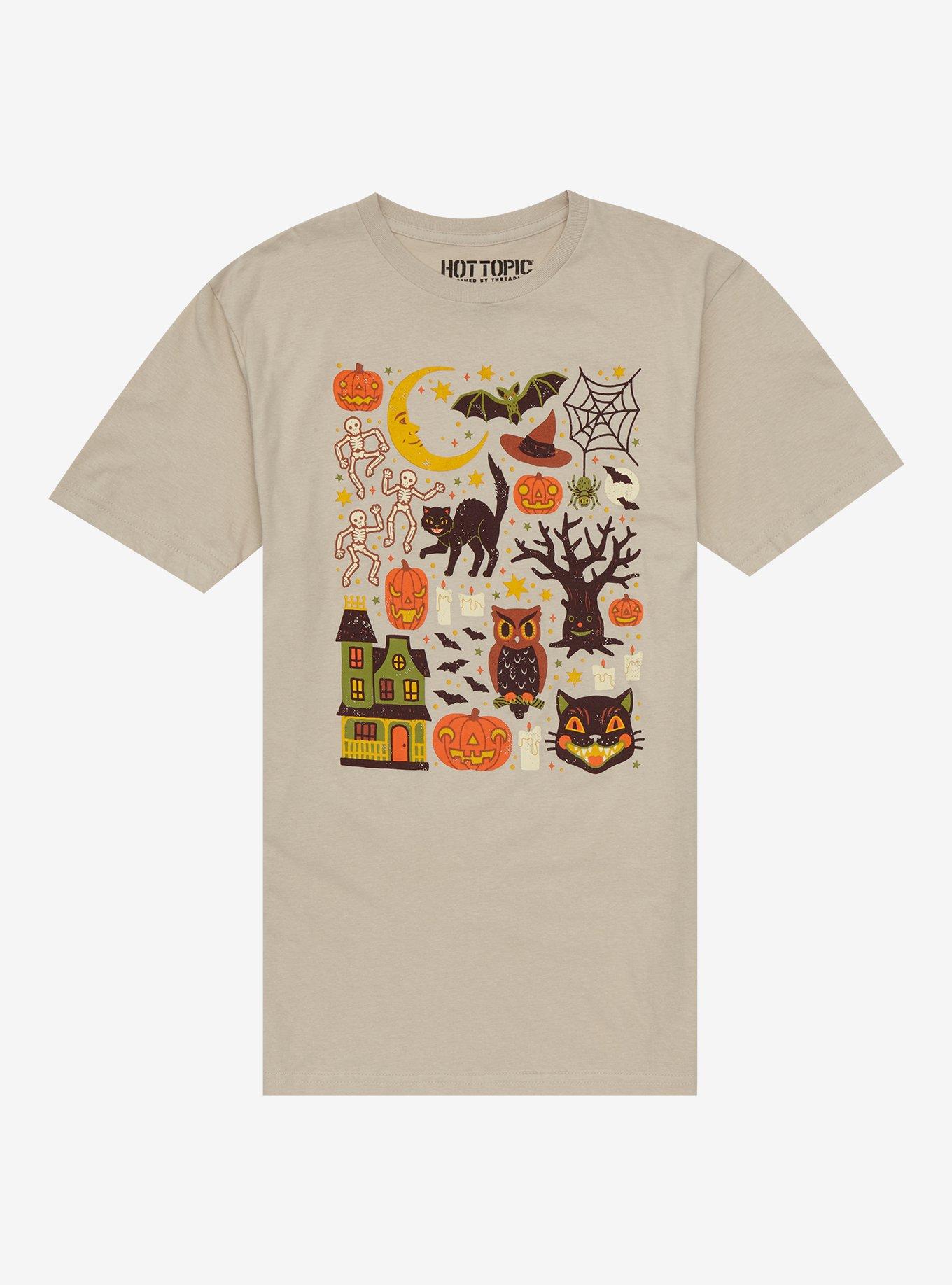 Halloween Vintage Icon Collage T-Shirt By Lord Of Masks, SAND, hi-res