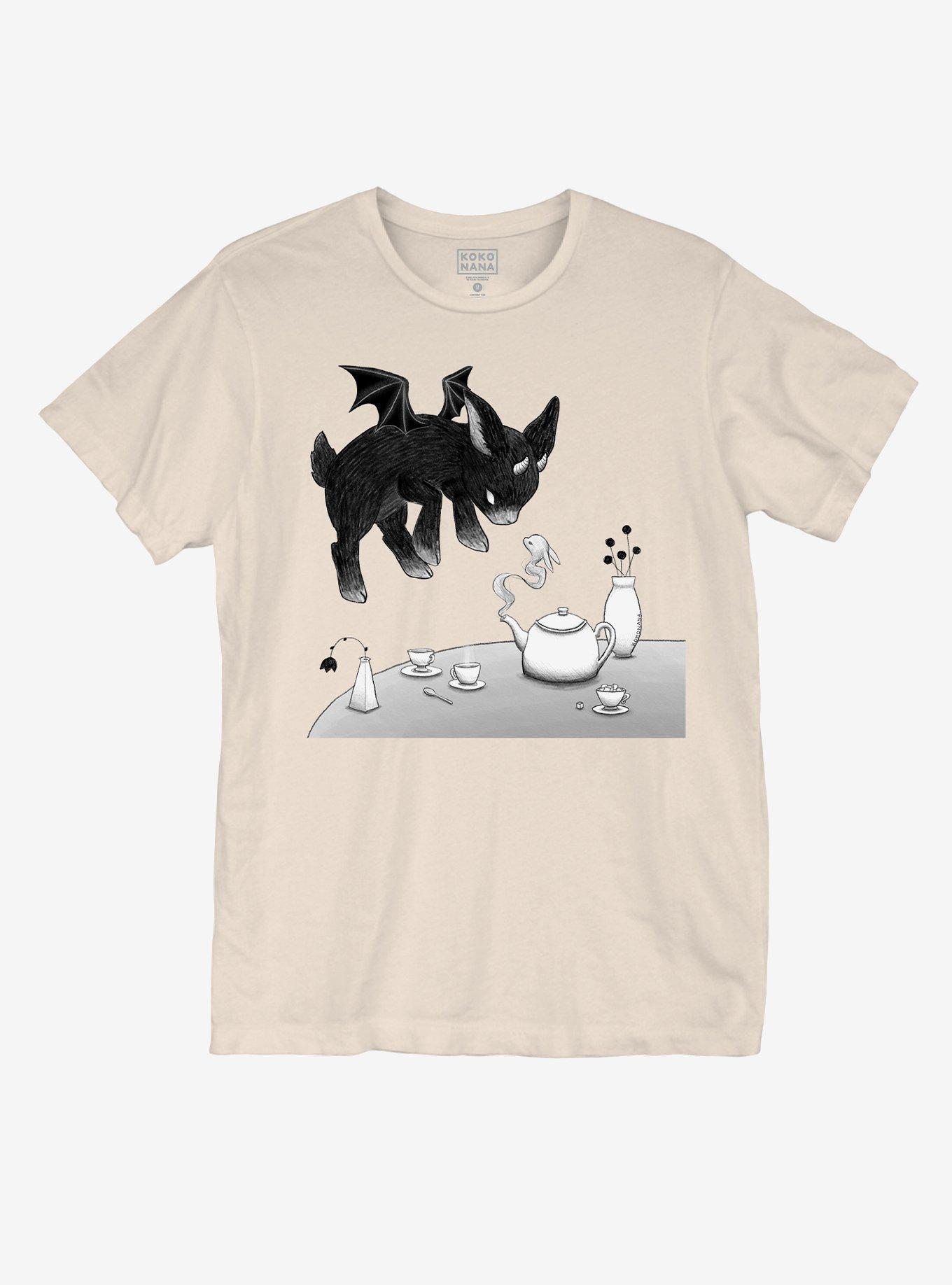 Tea Time Creature T-Shirt By Kokonana, GREY, hi-res