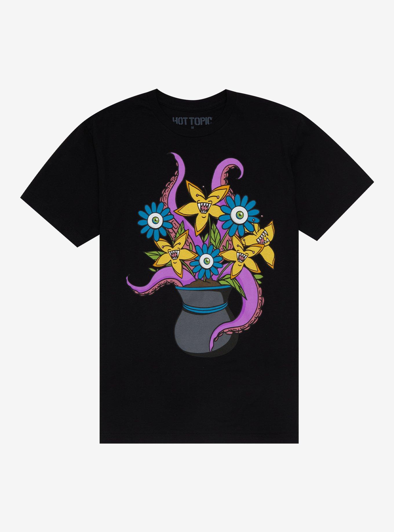 Flower Tentacle Bouquet T-Shirt, BLACK, hi-res