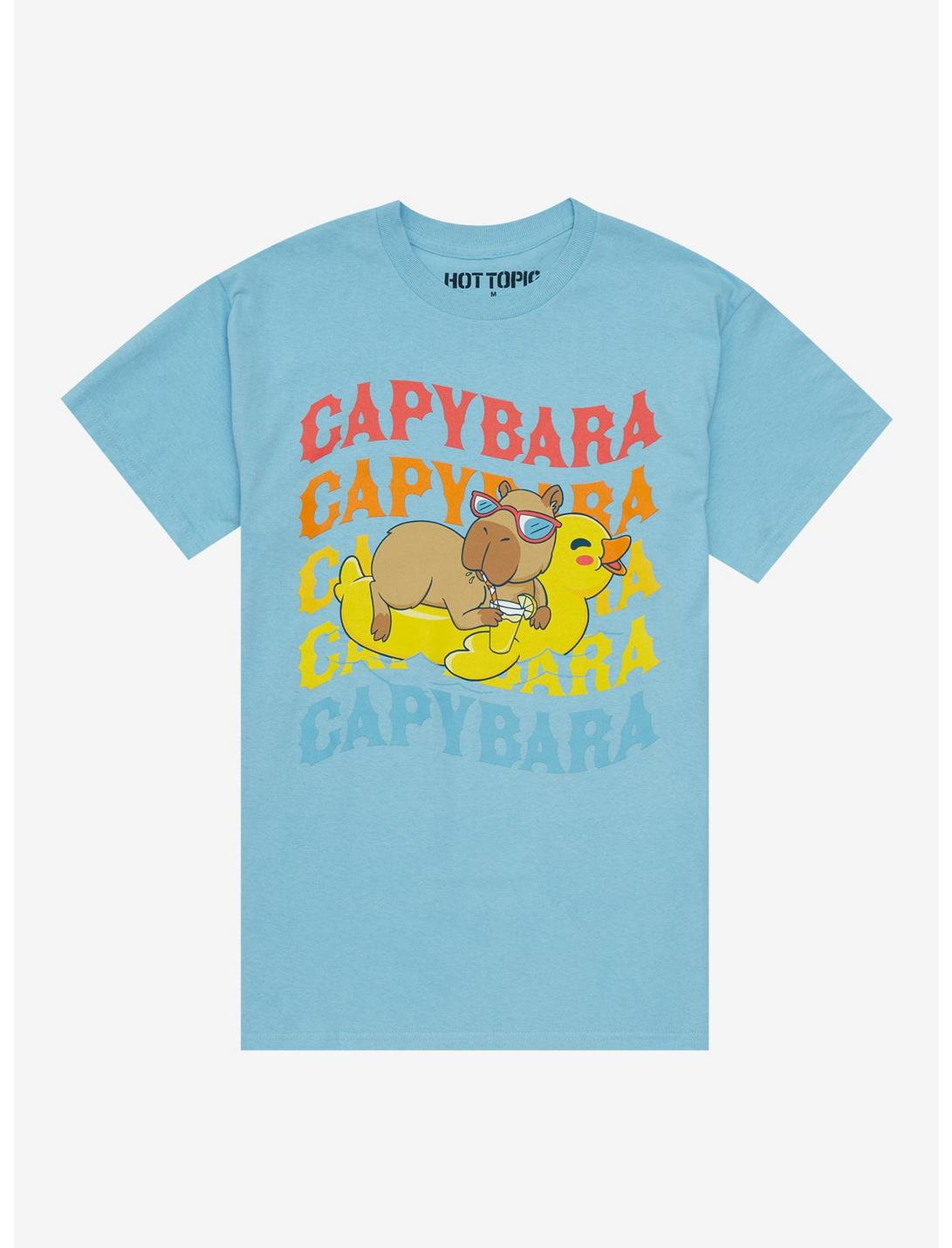 Capybara Pool Float T-Shirt, BLACK, hi-res