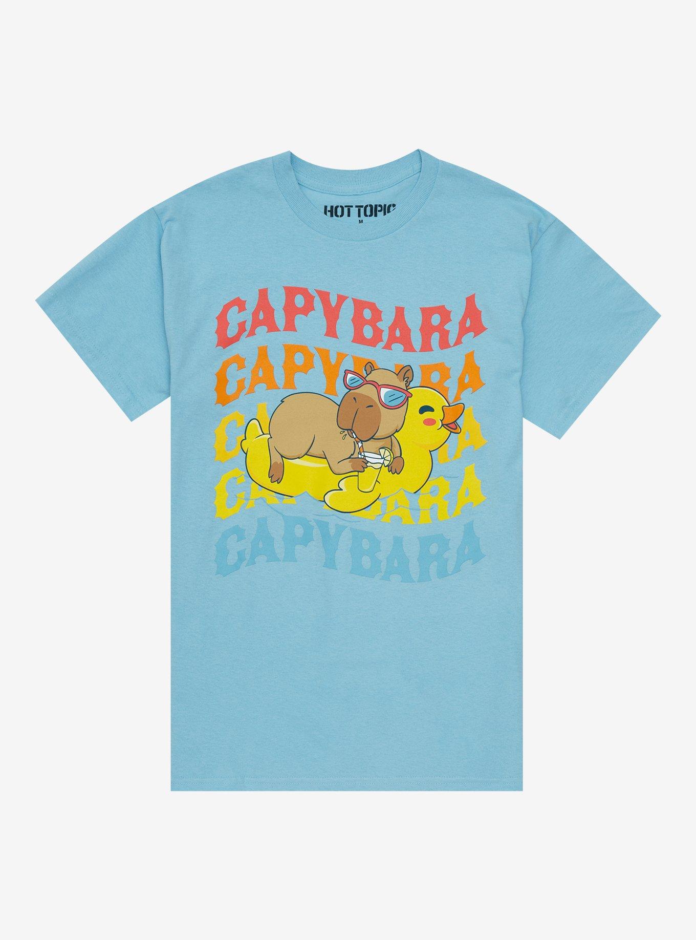 Capybara Pool Float T-Shirt, BLACK, hi-res