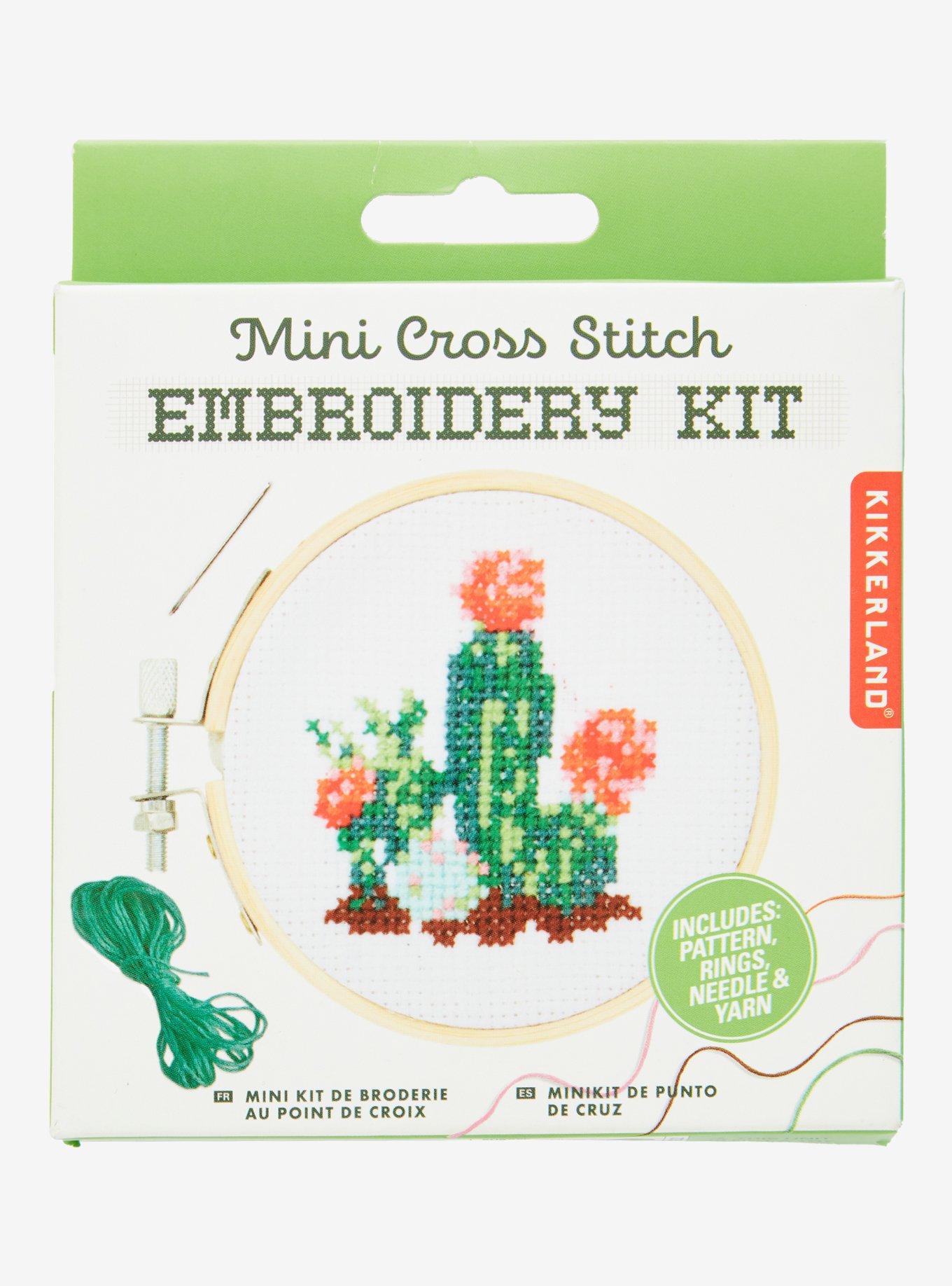 Kikkerland Mini Cross Stitch Embroidery Kit, , hi-res