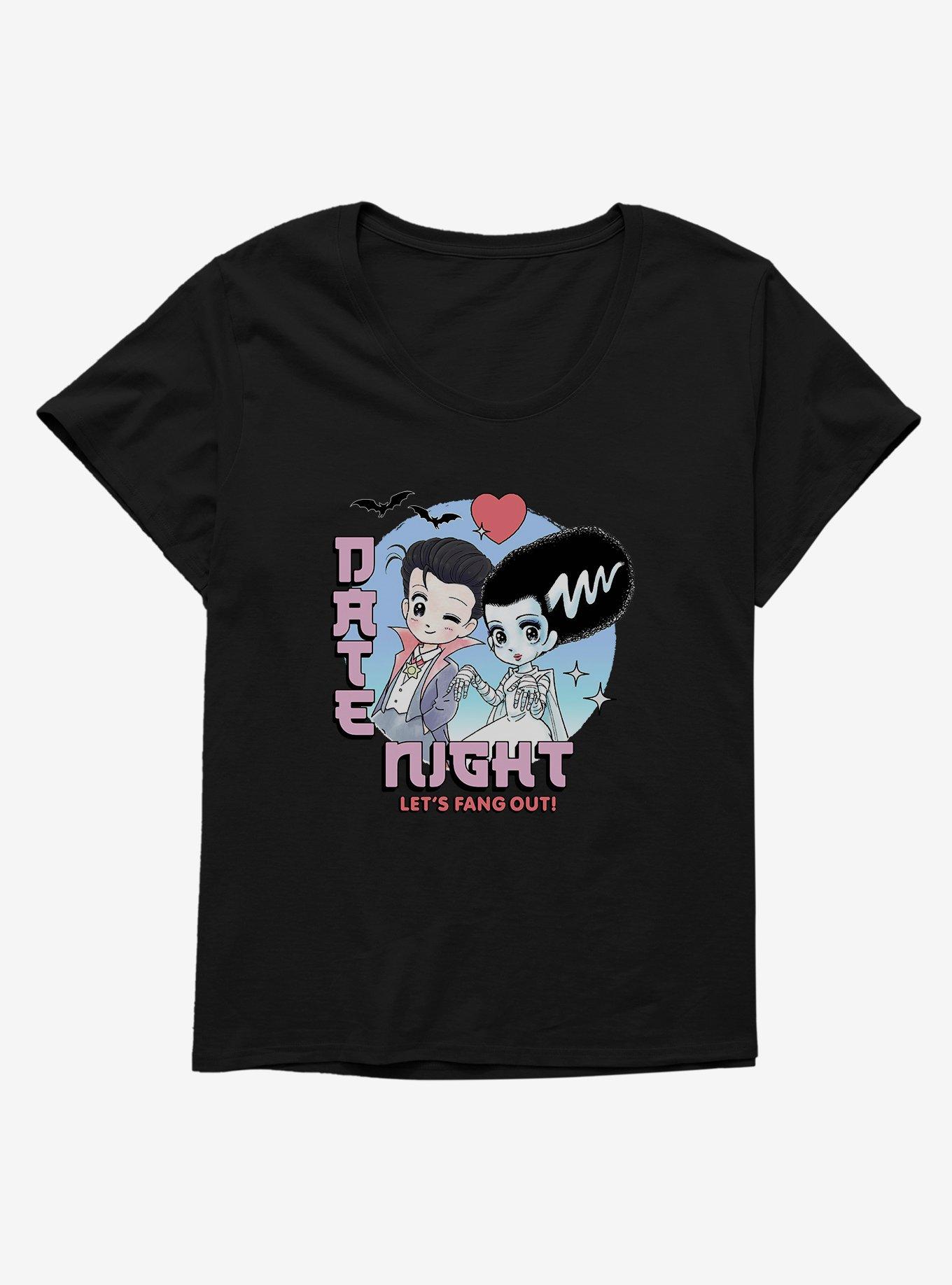 Universal Monsters Date Night Fang Out Girls T-Shirt Plus Size, BLACK, hi-res